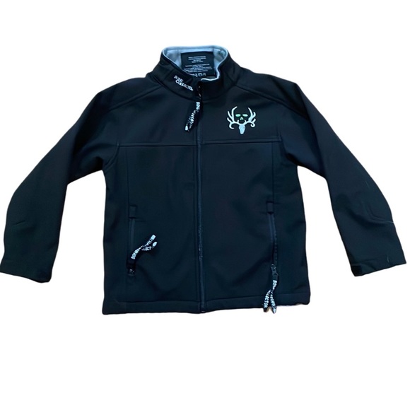 BONE COLLECTOR - Boys Zip Up Black Jacket with Gray Fleece Lining- Size Small - Picture 1 of 9